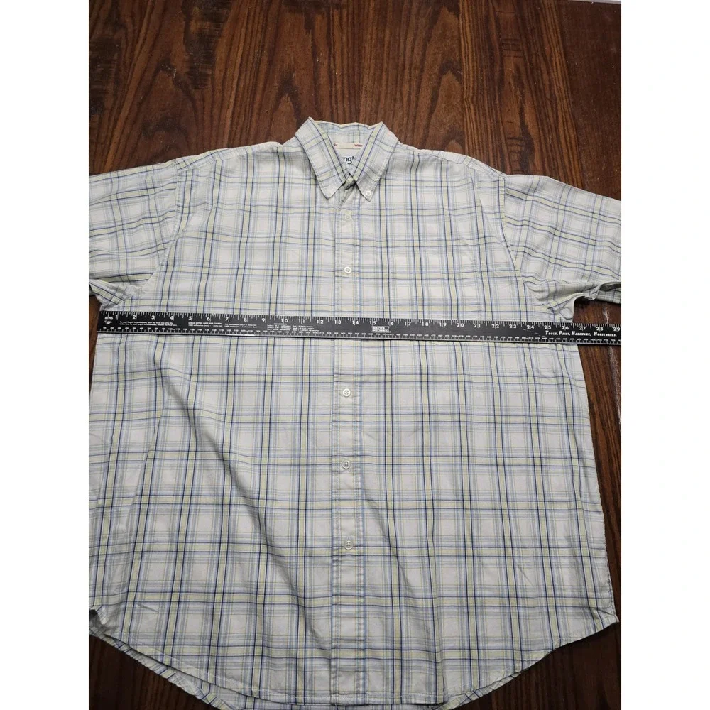 Wrangler Hero Mens XL Plaid Short Sleeve Button Down Shirt Blue Yellow MMTH71992